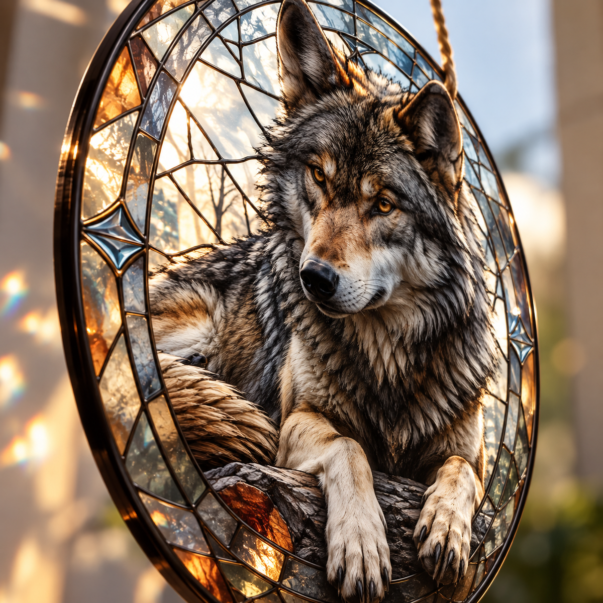 Wolf Acrylic Stained Glass