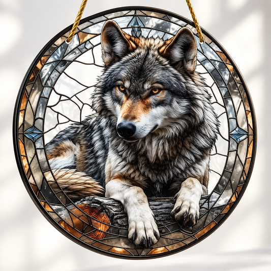 Wolf Acrylic Stained Glass