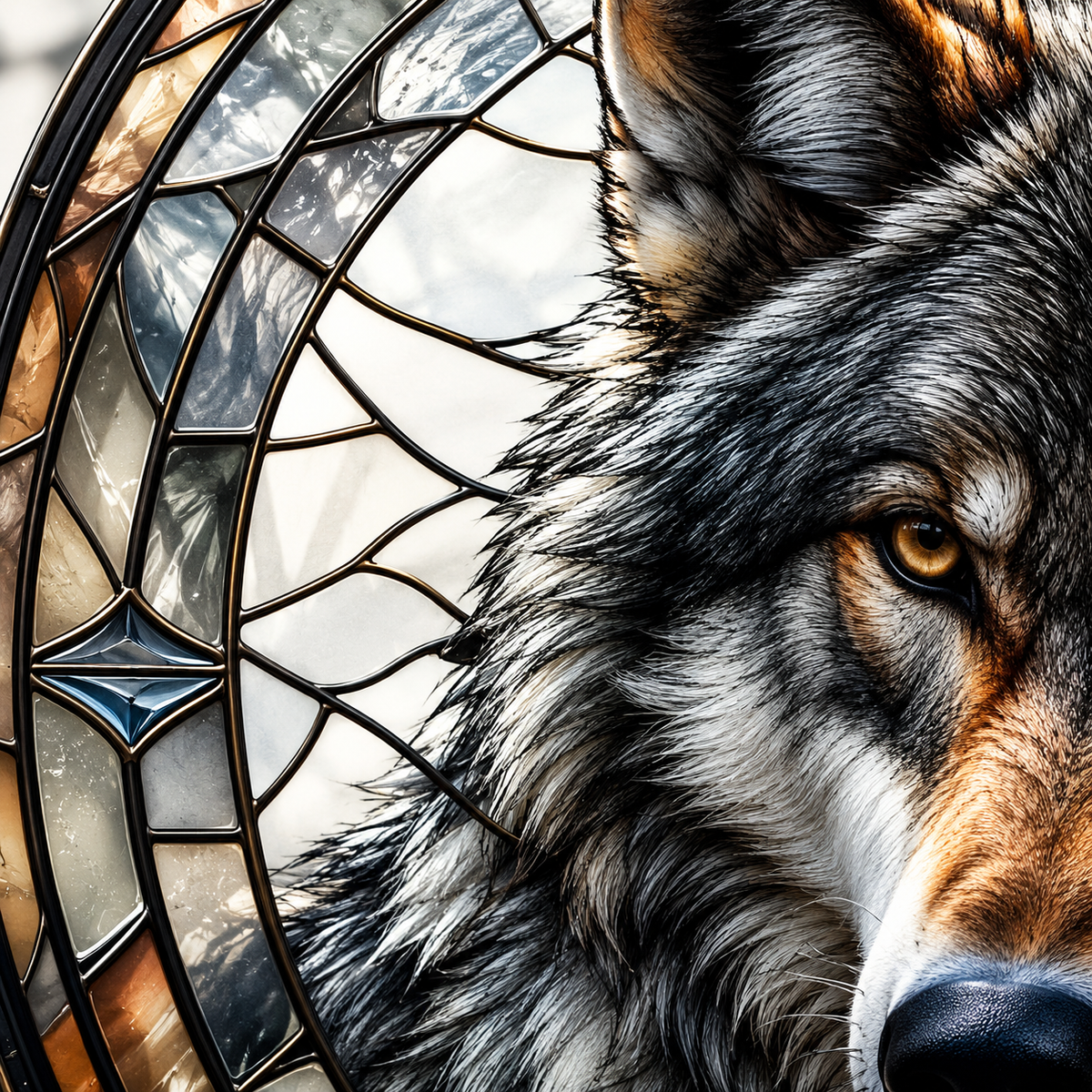 Wolf Acrylic Stained Glass