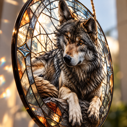 Wolf Acrylic Stained Glass